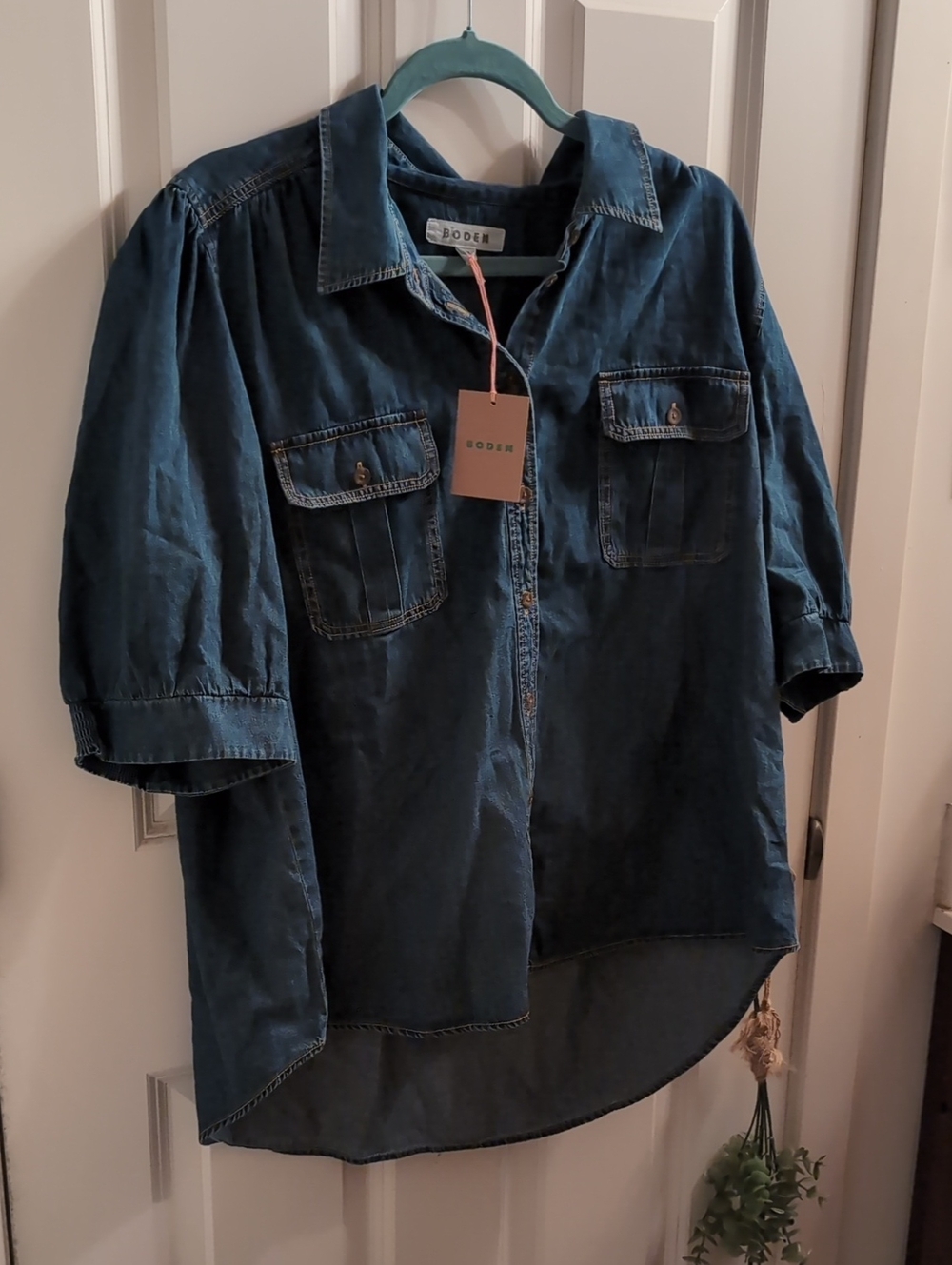 NWT Boden Indigo Denim Button-Front Girls' Shirt